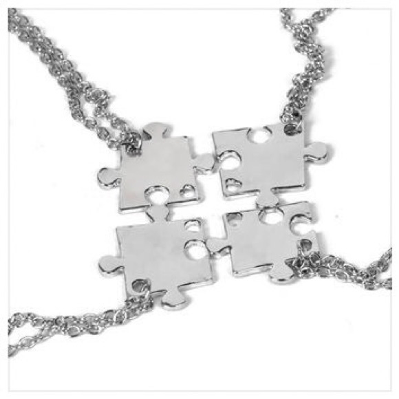 4 PUZZLE PIECE FRIEND NECKLACE w\ BIRTHSTONE - Picture 6 of 6
